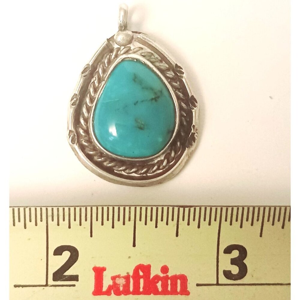 Native American Navajo Turquoise Sterling Pendant (1558) - Picture 3 of 5
